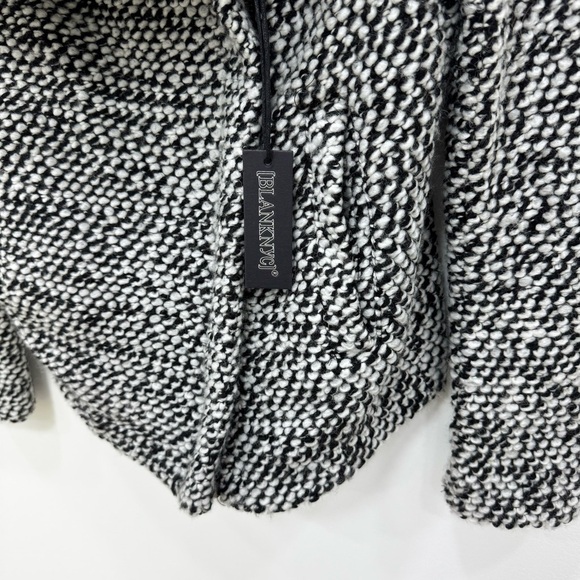 BLANK NYC Black + White "Friend Zone" Knit Wool-Blend Moto Jacket NWT Size Large - Picture 4 of 7